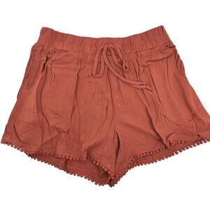 Be Bop Juniors' Clay Pom Pom Hem Elastic Waist Shorts - Size XS - NWT